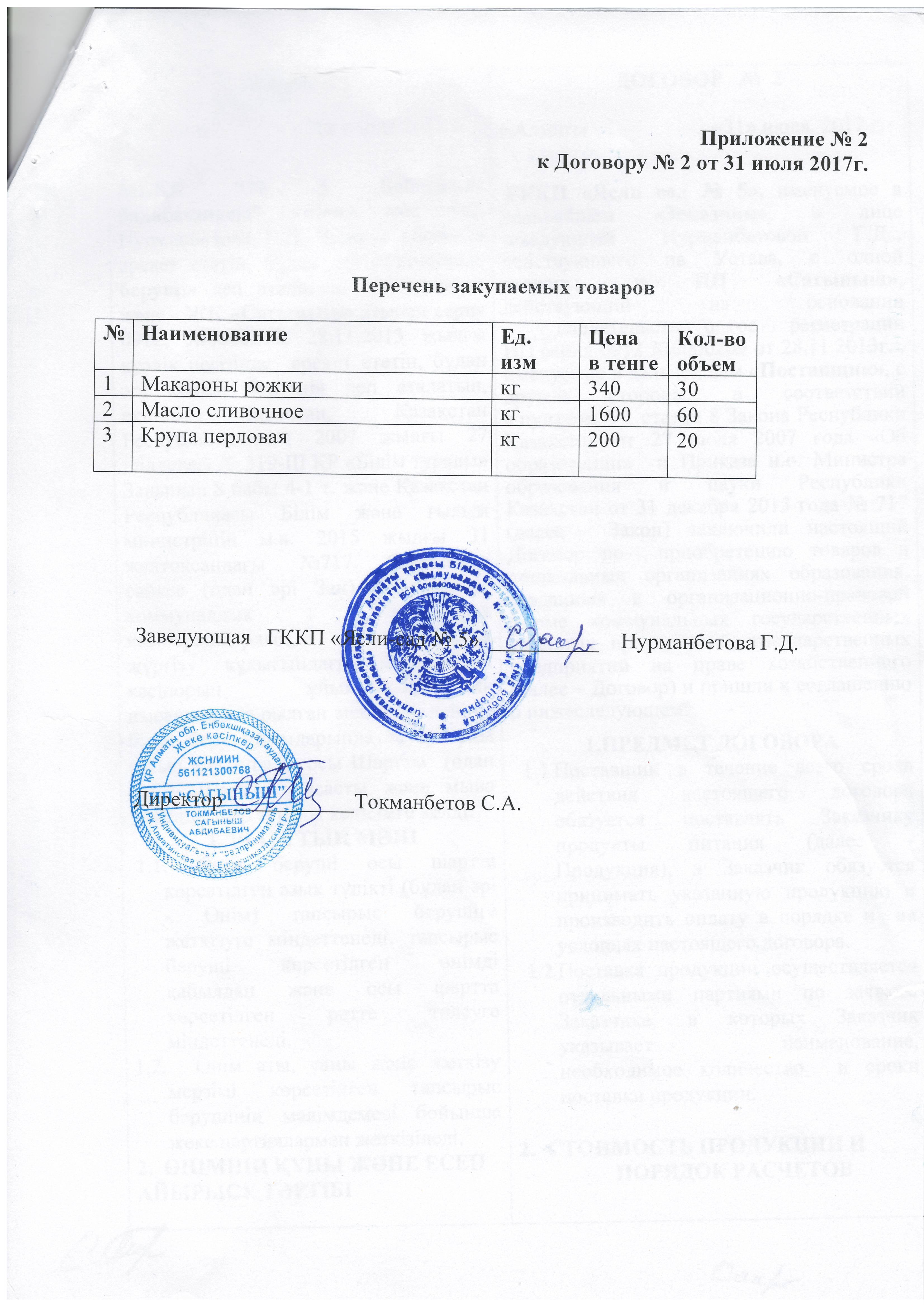 Договор по питанию на 2017г /ИП, Сағыныш/